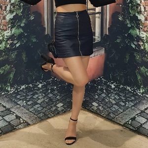 Blue FAUX leather skirt from H&M
